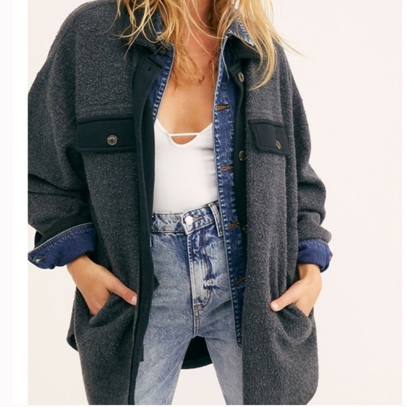 Free People Jackets & Blazers - FREE PEOPLE Ruby Jacket- Washed Black